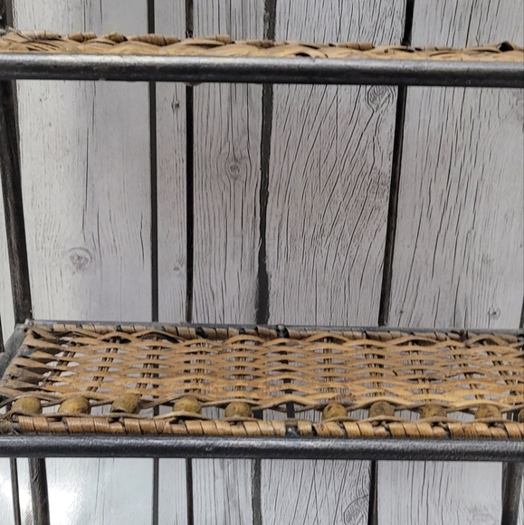 Vintage Wicker and Metal 4-Tier Shelf - Picture 6 of 10